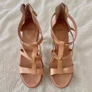 UGG natural leather with Wooden platforms